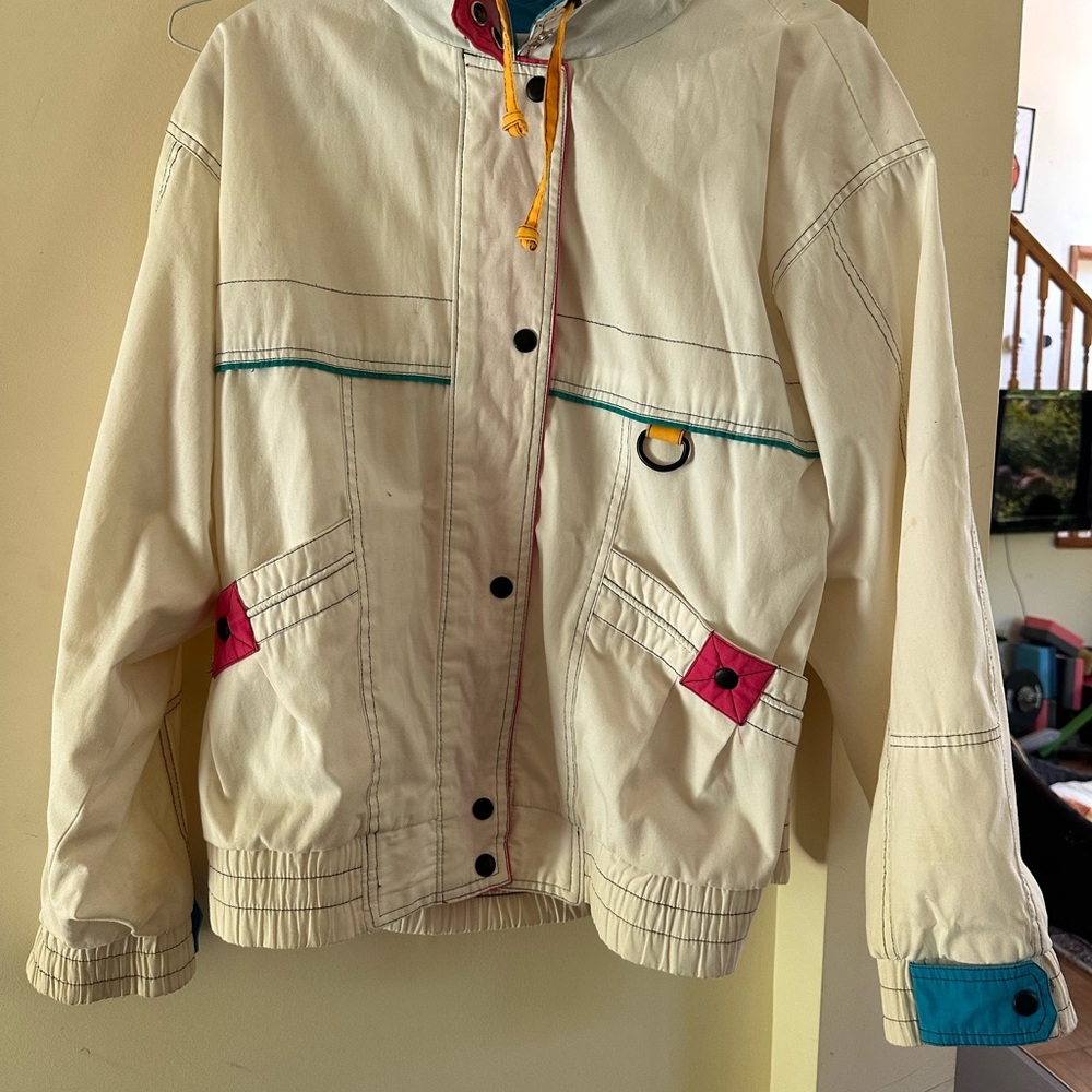 Vintage Cream Jacket with Colorful Accents